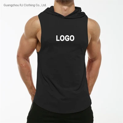 Canotte da allenamento con cappuccio da uomo Canotte sportive per bodybuilding Stringer T-shirt con taglio muscolare Felpe con cappuccio da palestra senza maniche